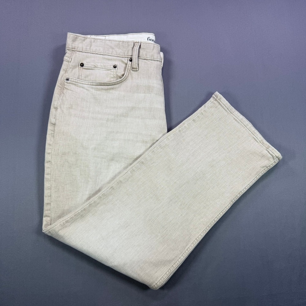 Goodfellow Mens 36x30 Tan Cotton Spandex Straight Leg Khaki Pants Five Pocket